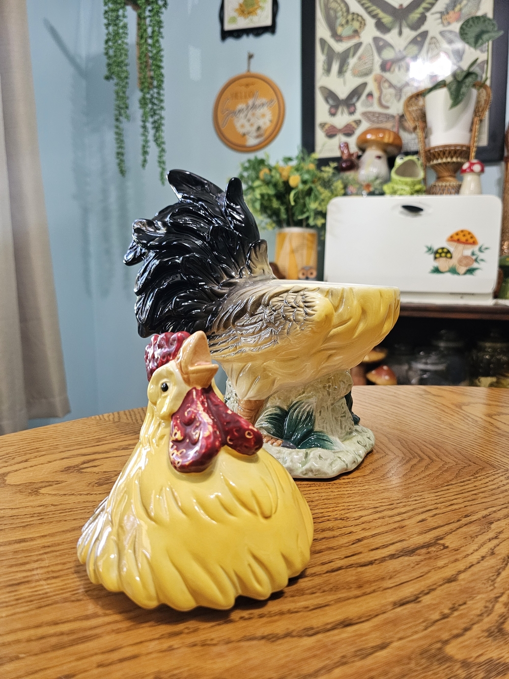 Vintage Glaze Ceramic Yellow Rooster Chicken Cookie Jar Large Canister Farmhouse - Picture 6 of 9